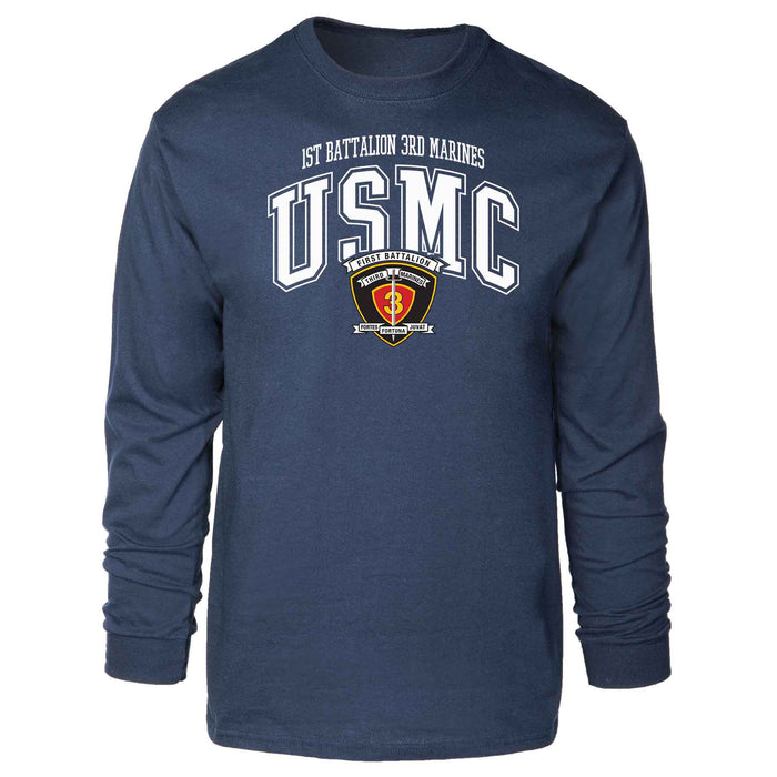 1st Battalion 3rd Marines Arched Long Sleeve T-shirt - SGT GRIT