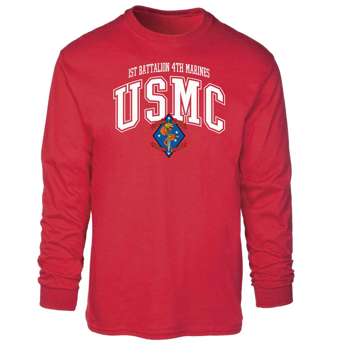 1st Battalion 4th Marines Arched Long Sleeve T-shirt - SGT GRIT