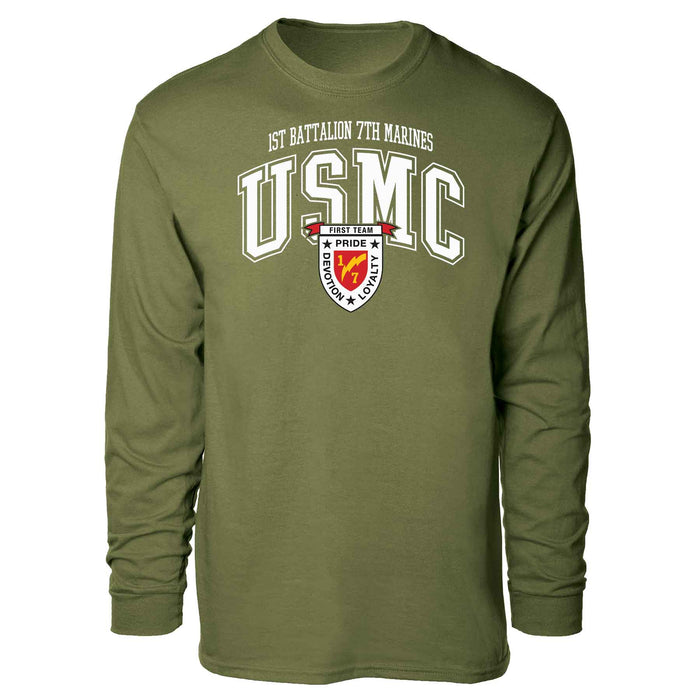 1st Battalion 7th Marines Arched Long Sleeve T-shirt - SGT GRIT