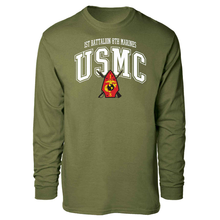 1st Battalion 8th Marines Arched Long Sleeve T-shirt - SGT GRIT
