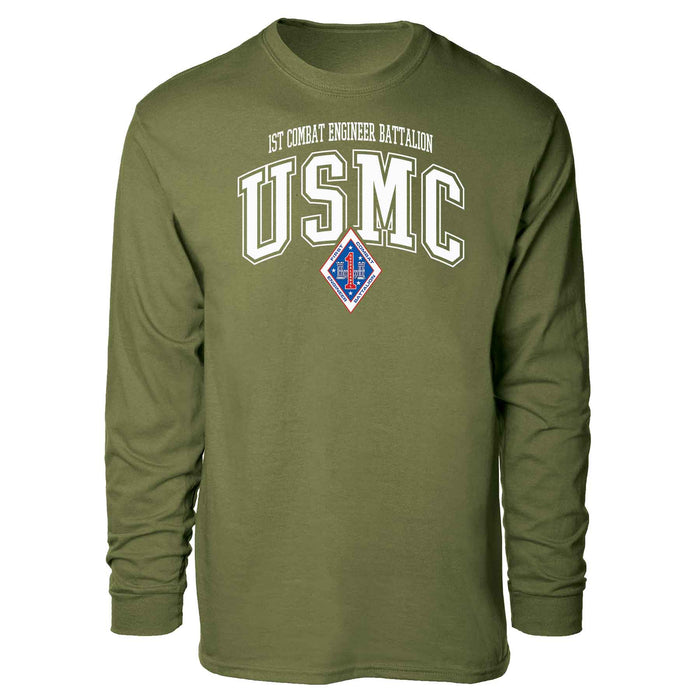 1st Combat Engineer Battalion Arched Long Sleeve T-shirt - SGT GRIT