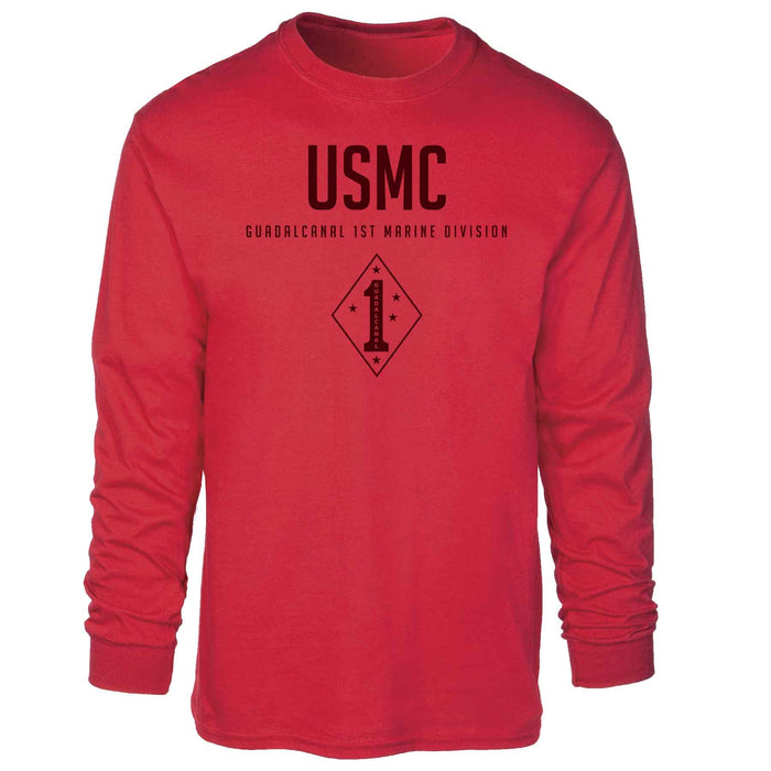 Guadalcanal 1st Marine Division Tonal Long Sleeve T-shirt - SGT GRIT