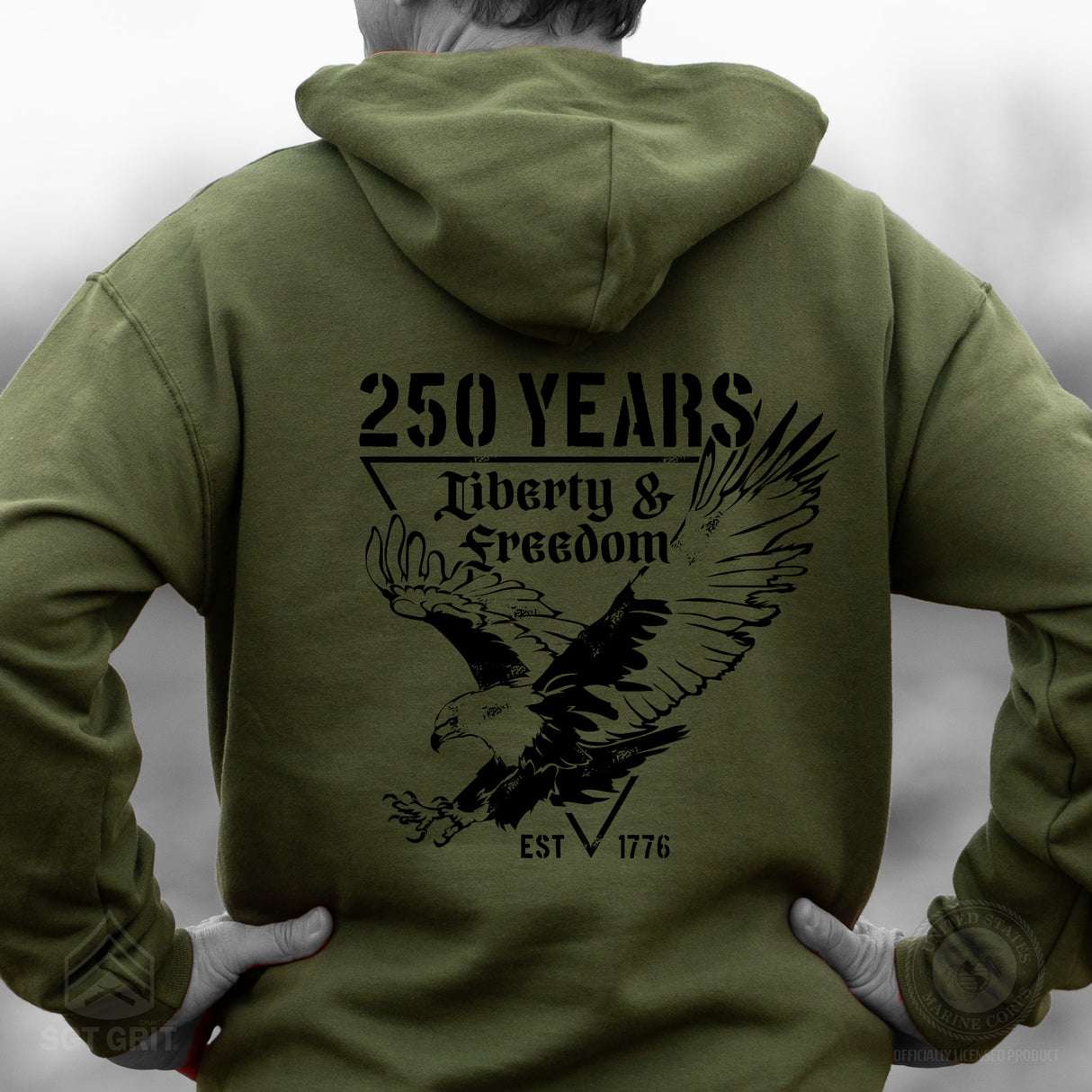 250 Years Eagle Hoodie – OD Green - SGT GRIT