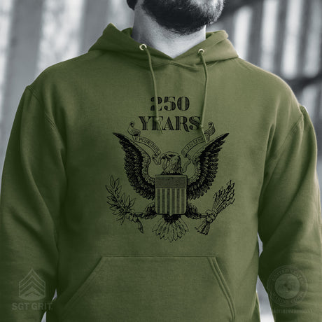 Vintage Eagle 250 Years Hoodie- OD Green - SGT GRIT