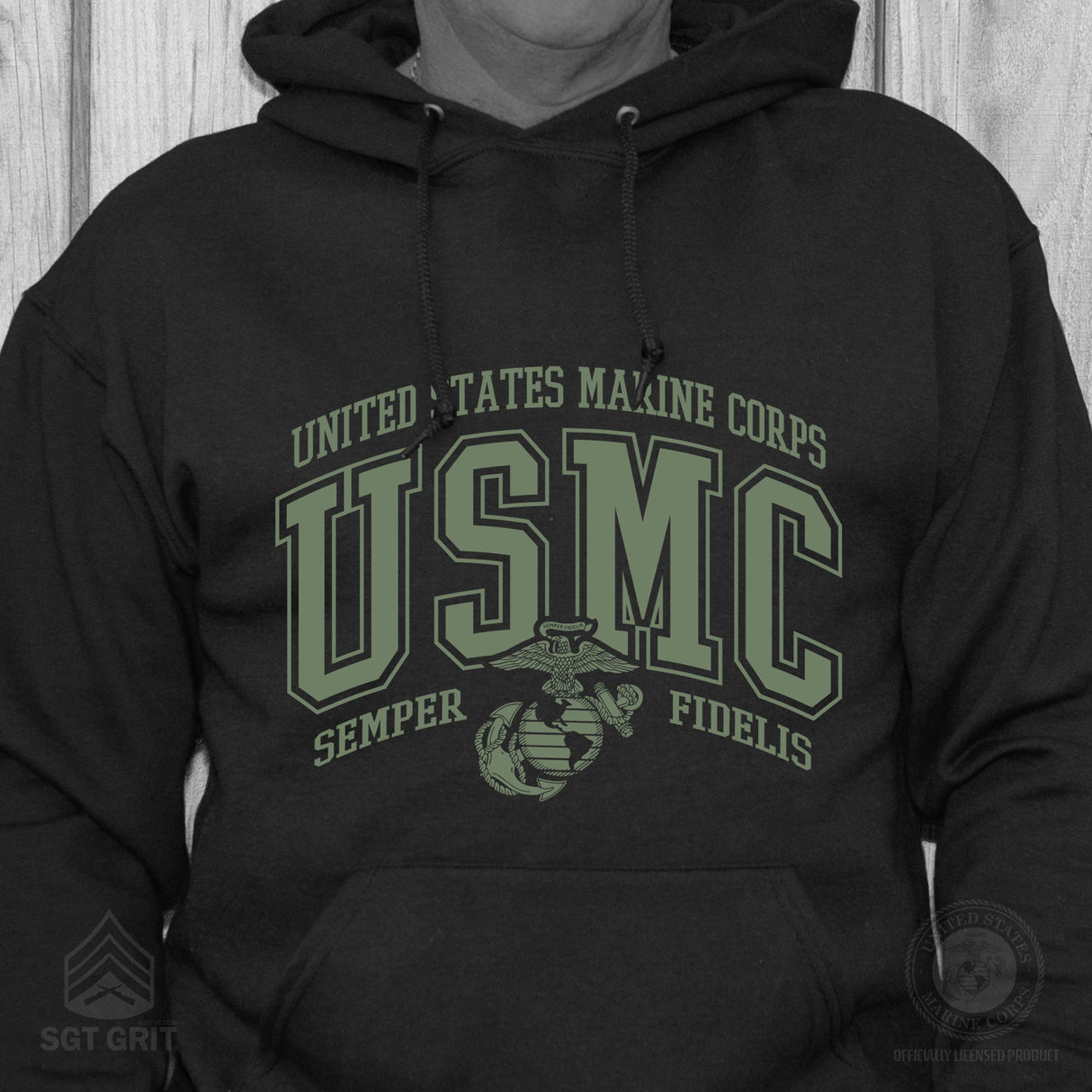 USMC Bold Collegiate Hoodie - SGT GRIT