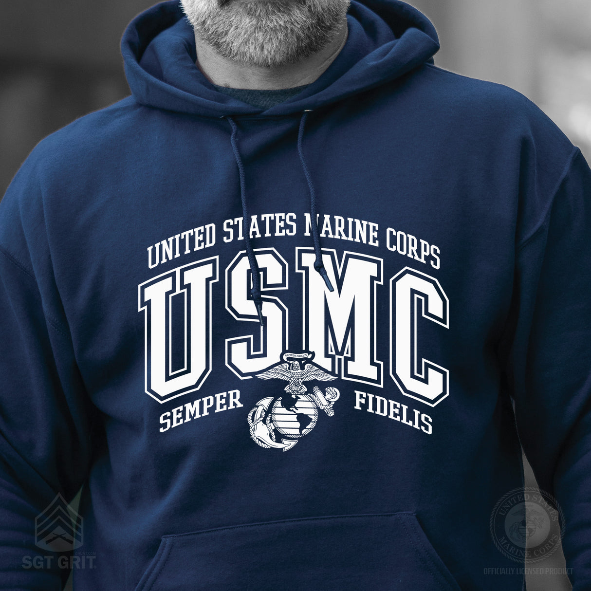 USMC Bold Collegiate Hoodie - SGT GRIT