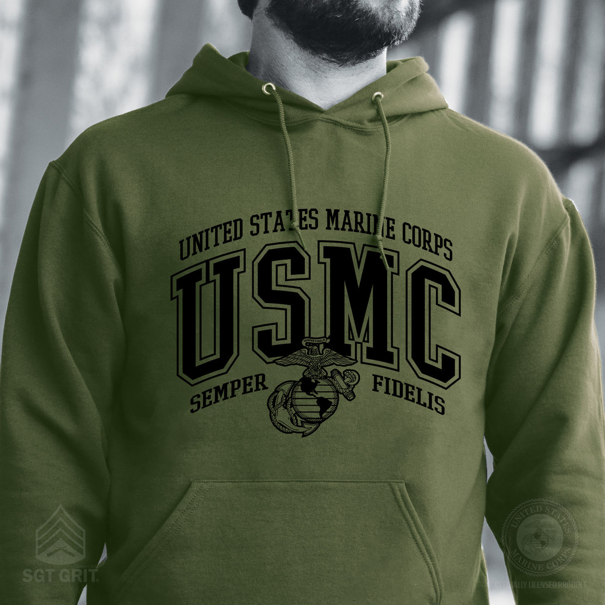 USMC Bold Collegiate Hoodie - SGT GRIT
