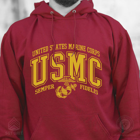 USMC Bold Collegiate Hoodie - SGT GRIT