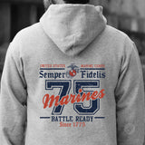 USMC Battle Ready ’75 Hoodie – Back Design - SGT GRIT