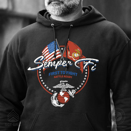 Semper Fi Crossed Flags Hoodie - SGT GRIT