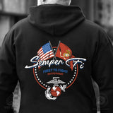 Semper Fi Crossed Flags Hoodie- Back Design - SGT GRIT