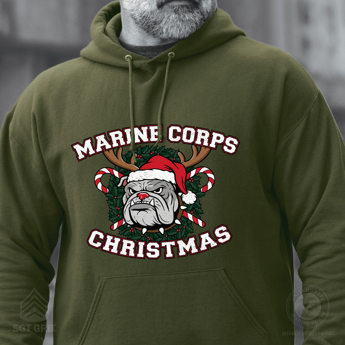 USMC Christmas Bulldog Hoodie - SGT GRIT