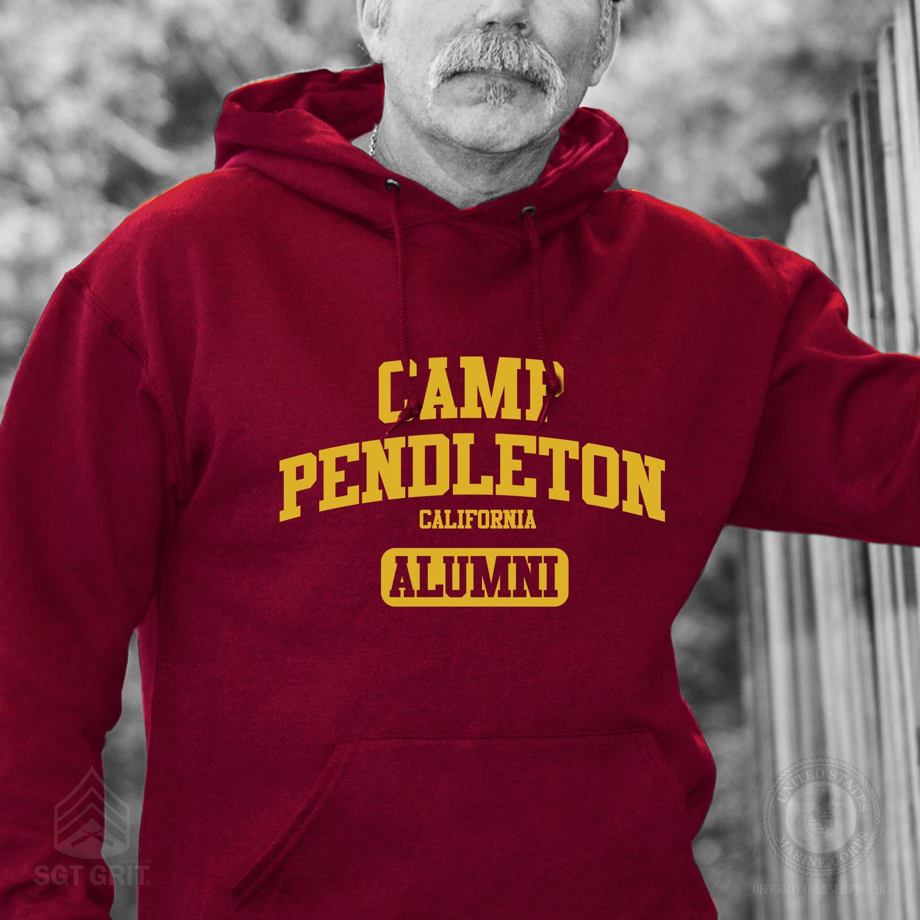 Marine Corps Base Collegiate Alumni Hoodie – USMC Pride – SGT GRIT
