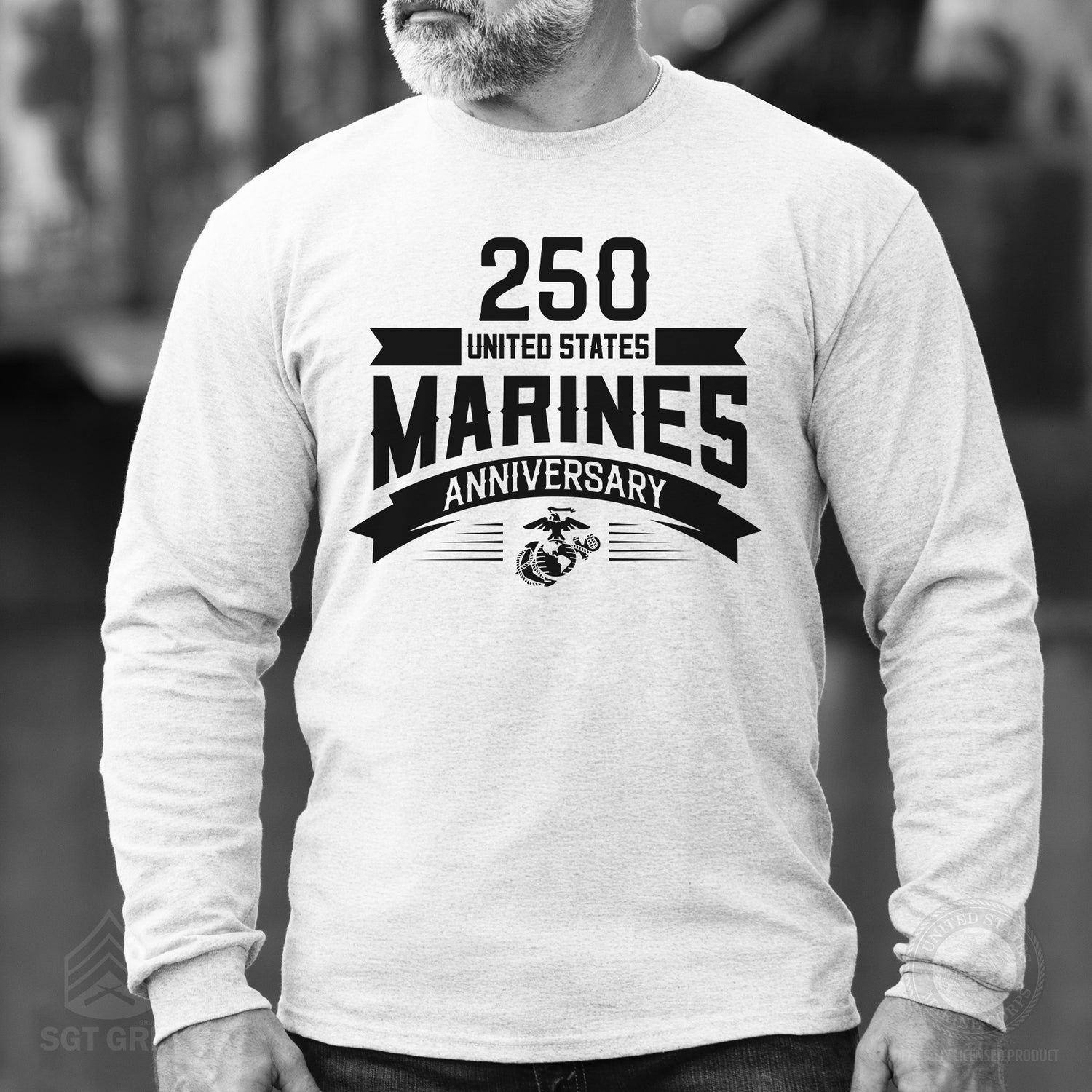 USMC 250th Anniversary Long Sleeve Marine Corps Birthday Shirt SGT GRIT