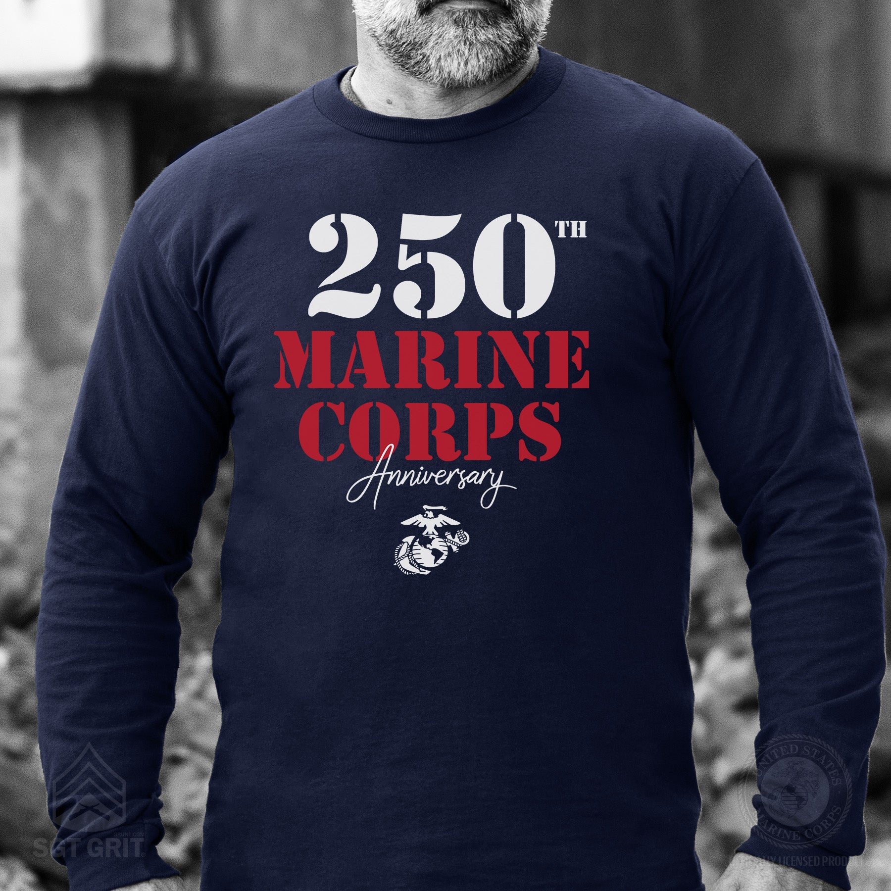 USMC 250th Anniversary Stencil Long Sleeve Shirt | Marine Corps