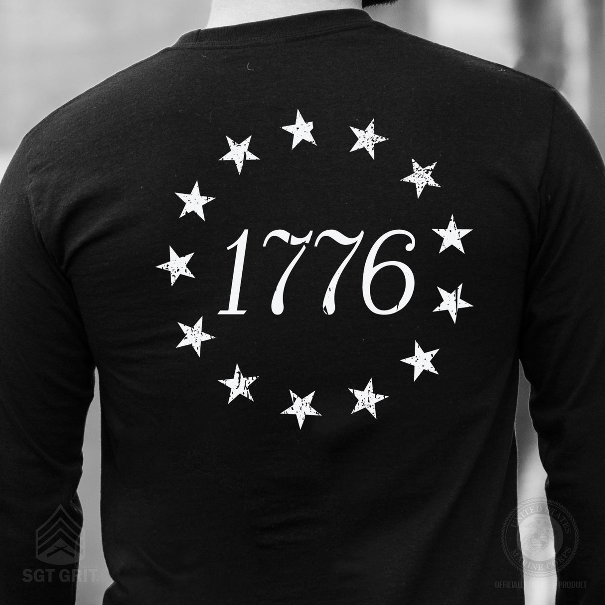 1776 Betsy Ross Flag Long Sleeve T-Shirt - Back Design - SGT GRIT