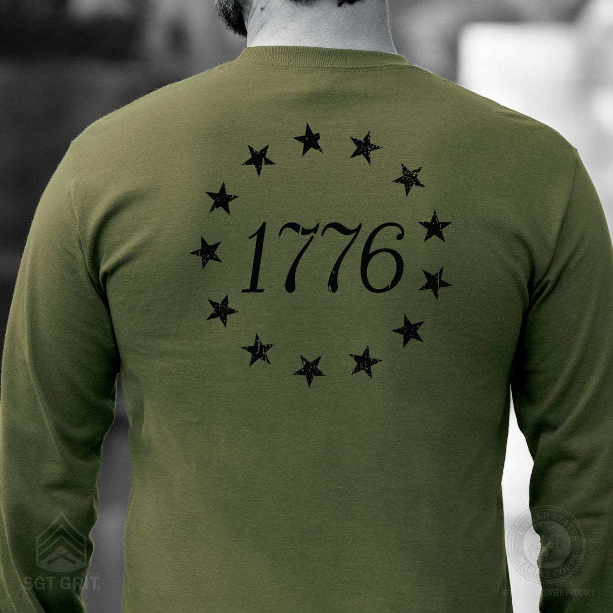 1776 Betsy Ross Flag Long Sleeve T-Shirt - Back Design - SGT GRIT