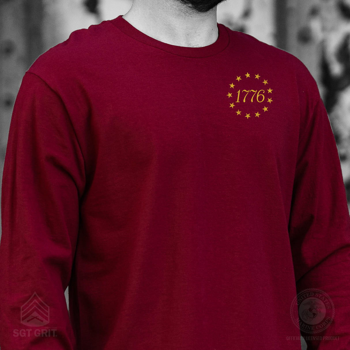 1776 Betsy Ross Flag Long Sleeve T-Shirt - Back Design - SGT GRIT