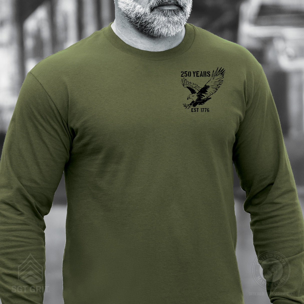 250 Years Eagle Long Sleeve T-Shirt – OD Green - SGT GRIT