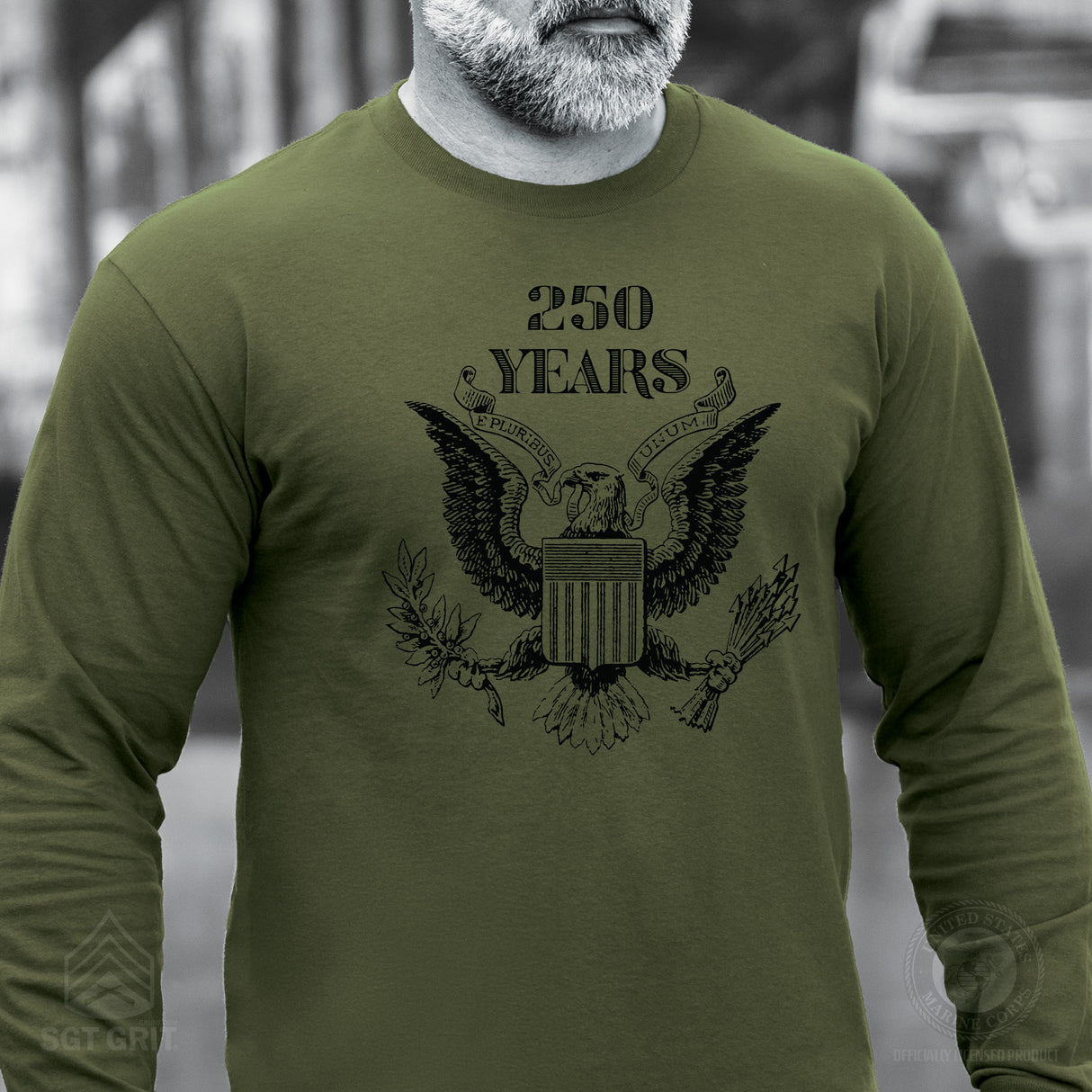 Vintage Eagle 250 Years Long Sleeve T-Shirt- OD Green - SGT GRIT