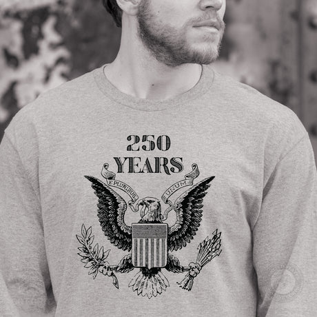 Vintage Eagle 250 Years Long Sleeve T-Shirt- Gray - SGT GRIT