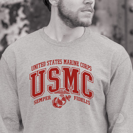 USMC Bold Collegiate Long Sleeve T-Shirt - SGT GRIT