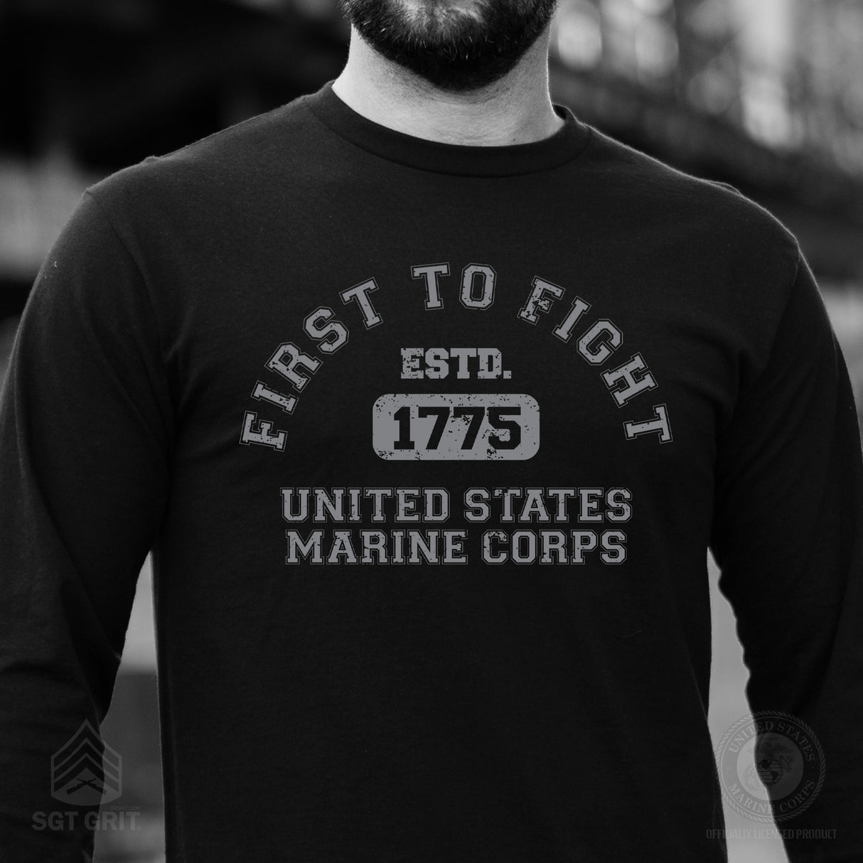 First to Fight Collegiate USMC Long Sleeve T-Shirt - SGT GRIT