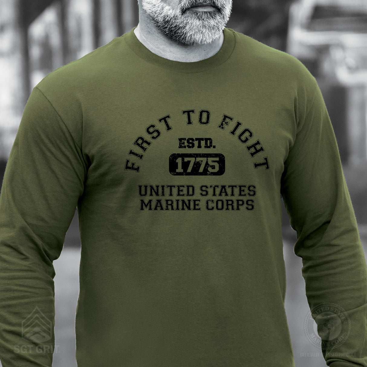 First to Fight Collegiate USMC Long Sleeve T-Shirt - SGT GRIT