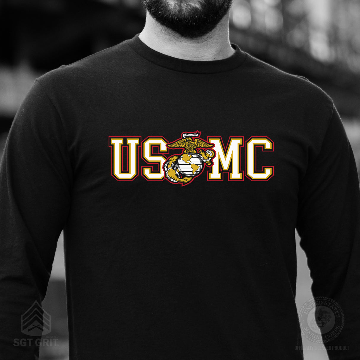USMC Collegiate EGA Long Sleeve T-Shirt - SGT GRIT