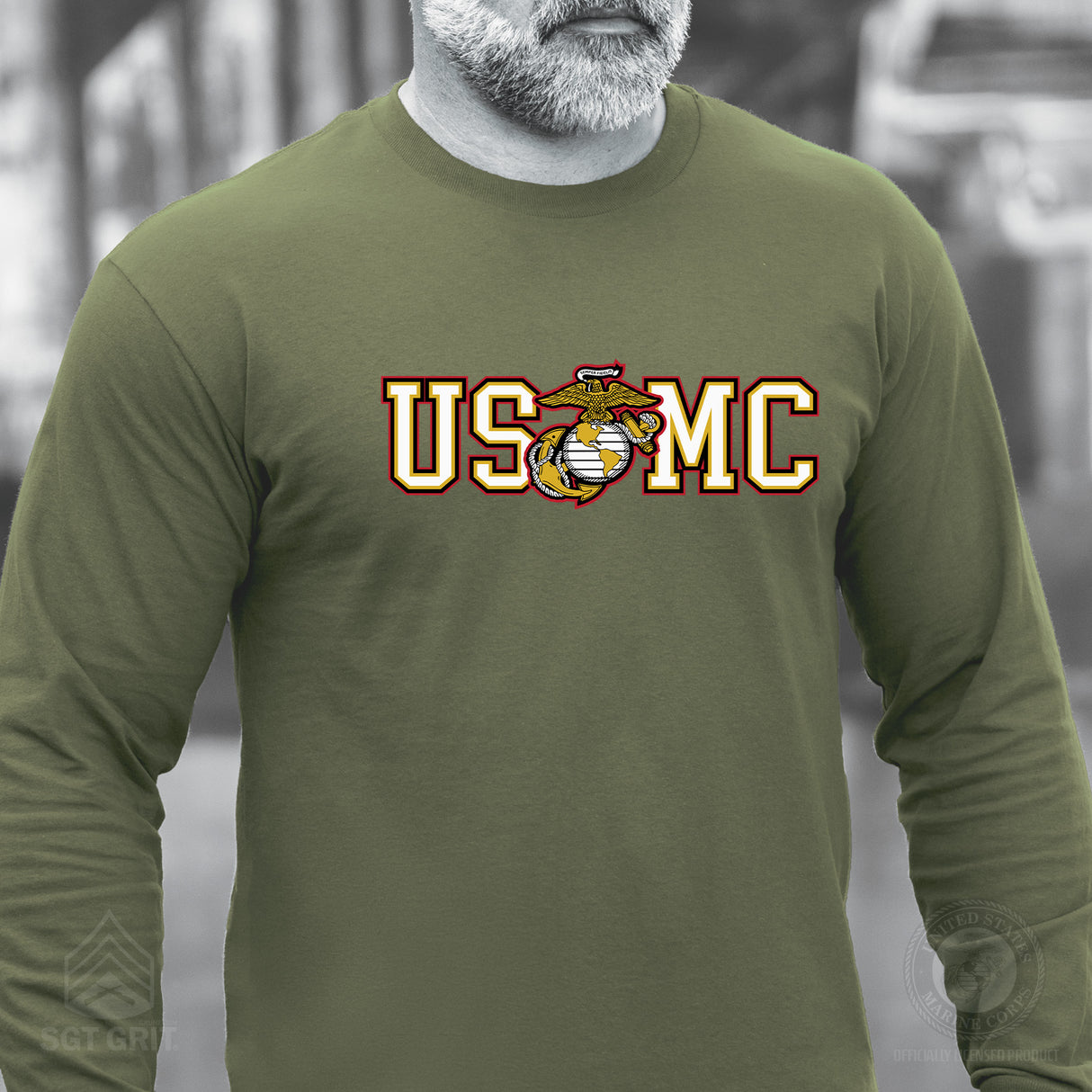 USMC Collegiate EGA Long Sleeve T-Shirt - SGT GRIT