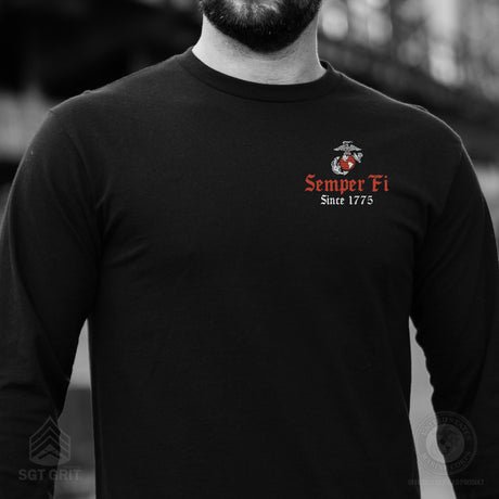 USMC Battle Ready ’75 Long Sleeve T-Shirt – Back Design - SGT GRIT