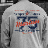 USMC Battle Ready ’75 Long Sleeve T-Shirt – Back Design - SGT GRIT