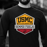 USMC Hexagon Badge Long Sleeve T-Shirt - SGT GRIT