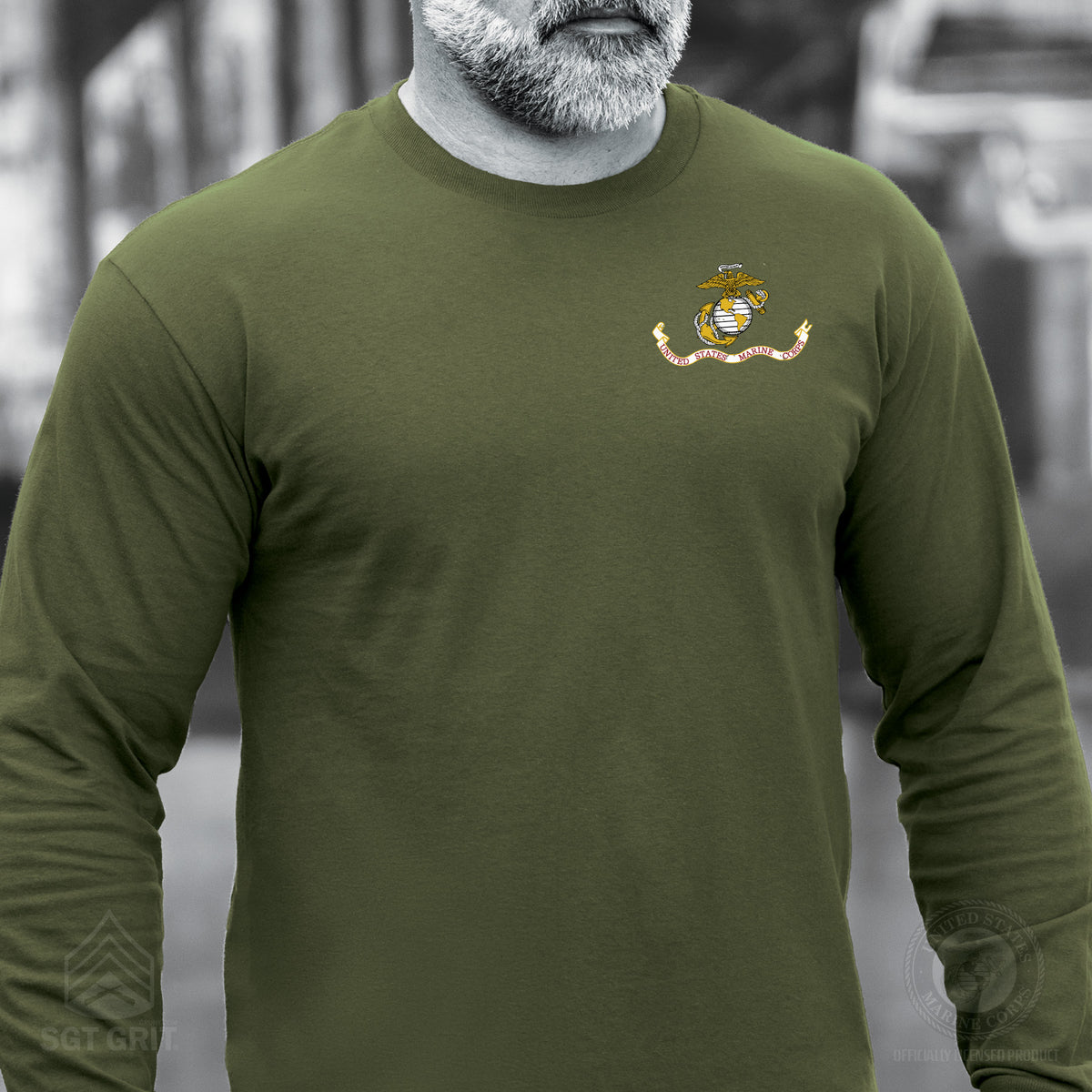 USMC Christmas Stocking Long Sleeve T-Shirt- Left Chest - SGT GRIT