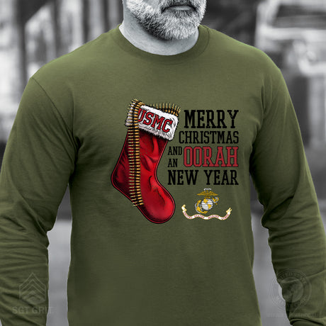 USMC Christmas Stocking Long Sleeve T-Shirt - SGT GRIT