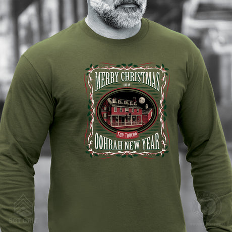 USMC Tun Tavern Christmas Long Sleeve T-Shirt- OD Green - SGT GRIT