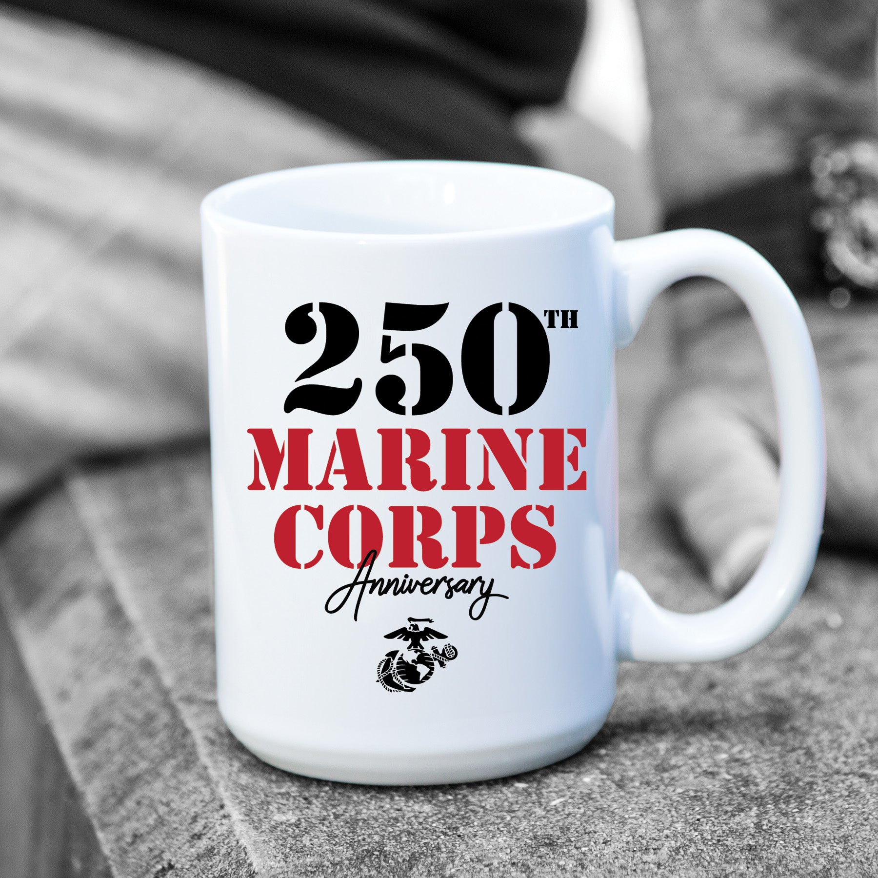 USMC 250th Anniversary Stencil Mug | Marine Corps Pride – SGT GRIT