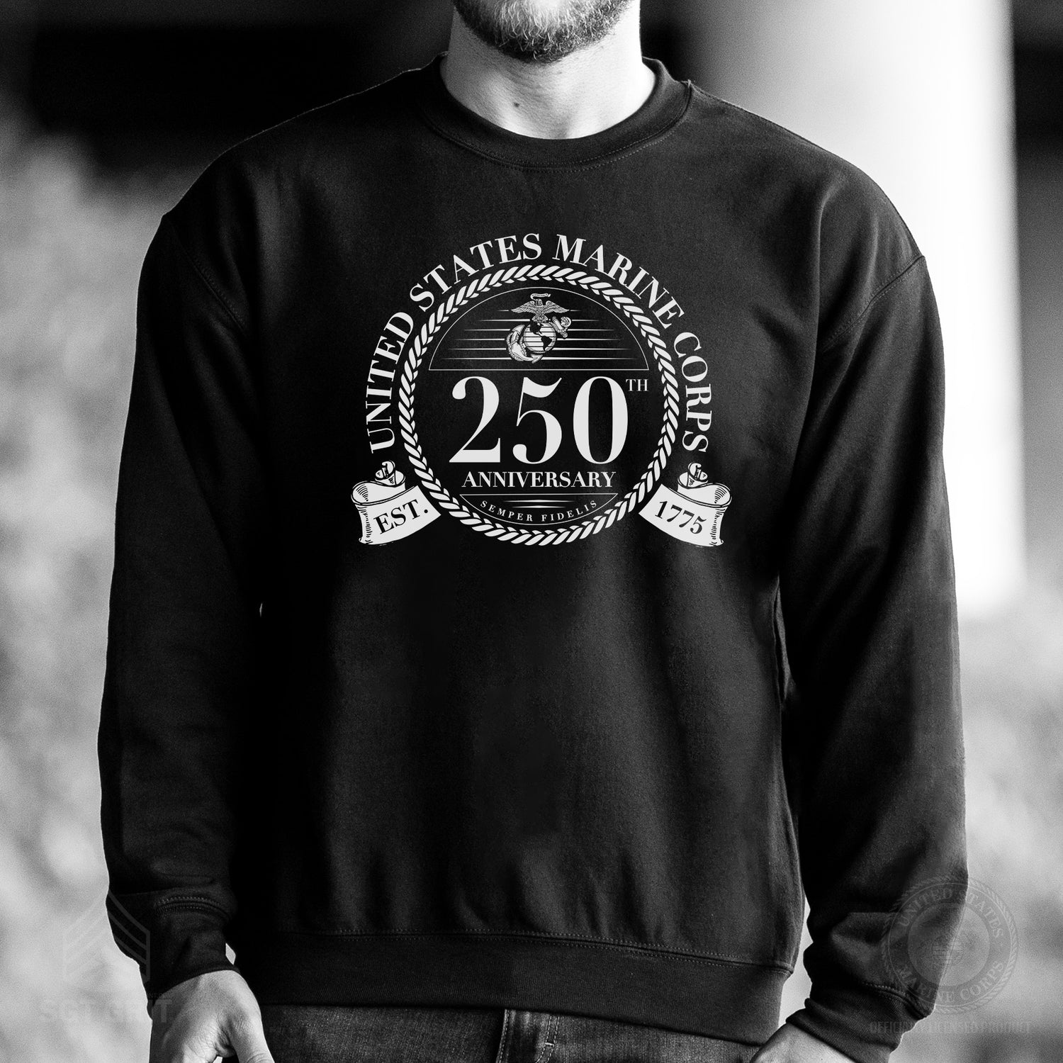 USMC 250th Anniversary Formal Sweatshirt Marine Corps Pride SGT GRIT