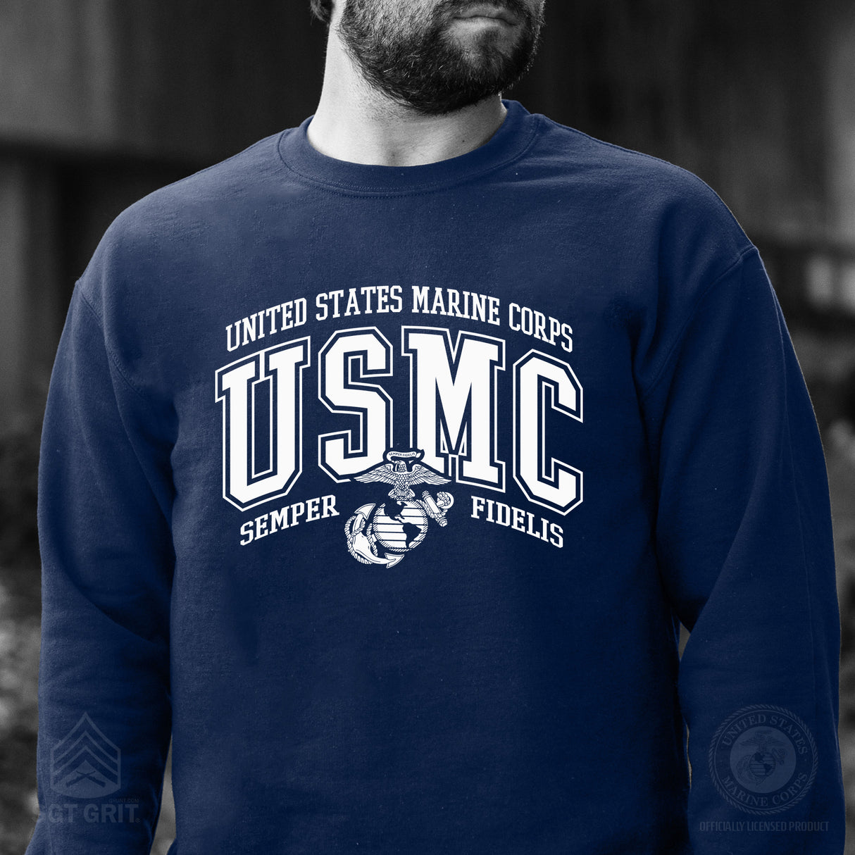USMC Bold Collegiate Sweatshirt - SGT GRIT