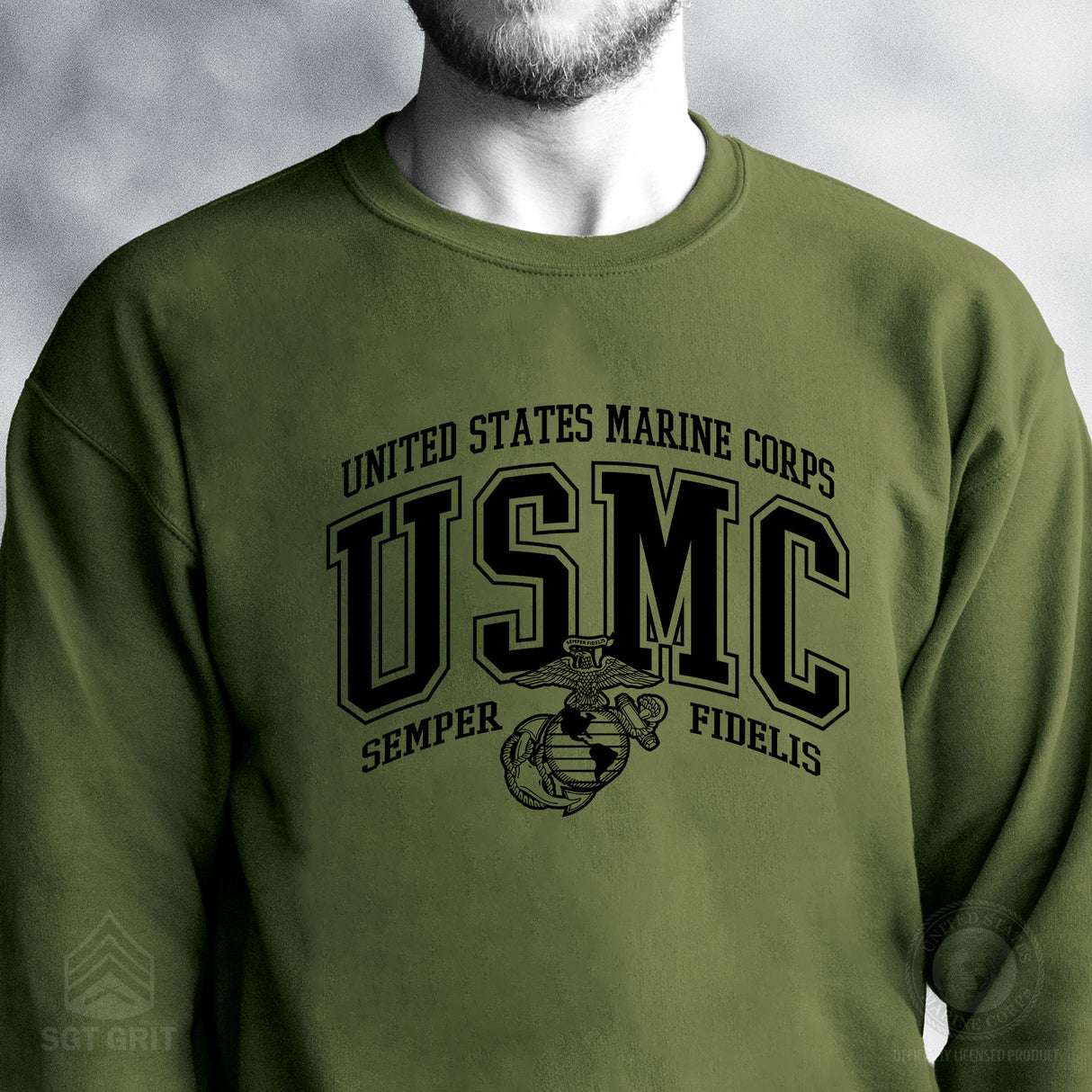 USMC Bold Collegiate Sweatshirt - SGT GRIT