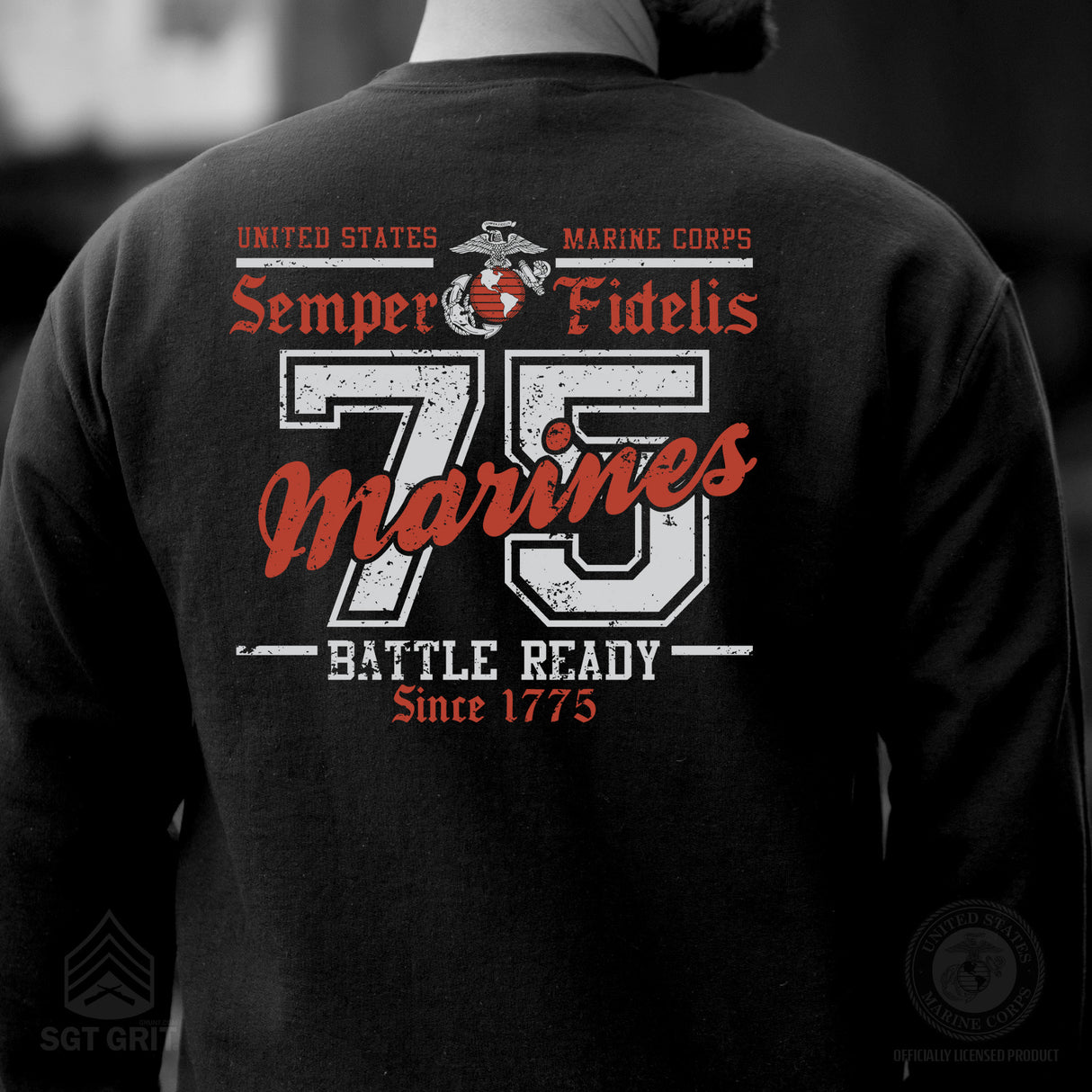 USMC Battle Ready ’75 Sweatshirt – Back Design - SGT GRIT