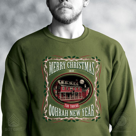 USMC Tun Tavern Christmas Sweatshirt- OD Green - SGT GRIT