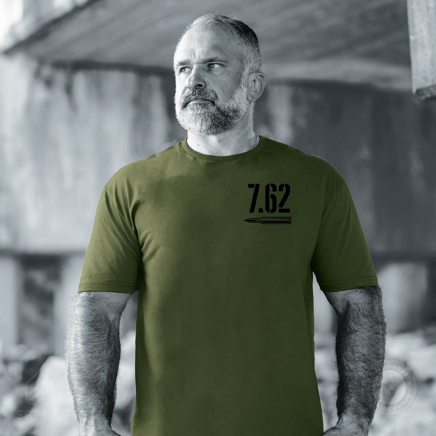 7.62 Bullet T-Shirt – OD Green Tactical Caliber Tee – SGT GRIT