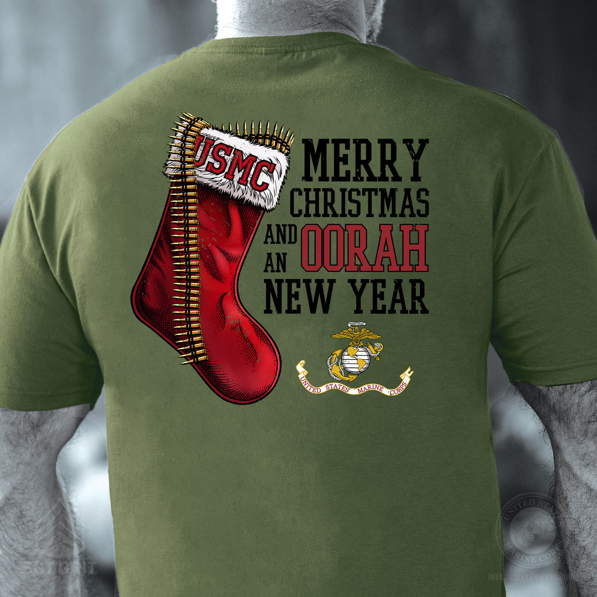 USMC Christmas Stocking T-Shirt- Left Chest - SGT GRIT
