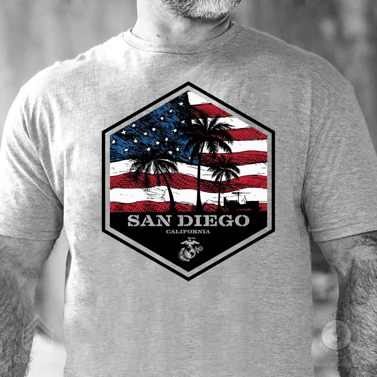 USMC Bootcamp Hexagon T-Shirt – Grey - SGT GRIT