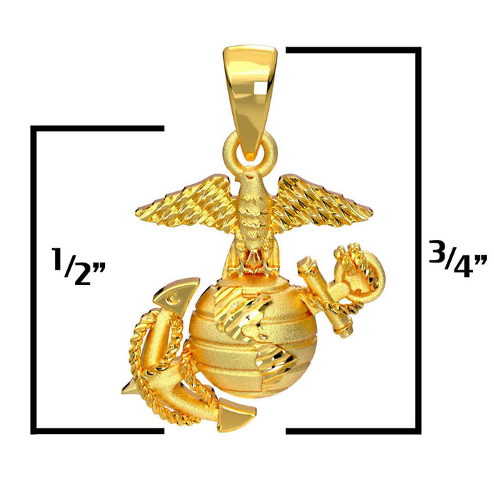 ½" Eagle, Globe, and Anchor Pendant - 10k Gold