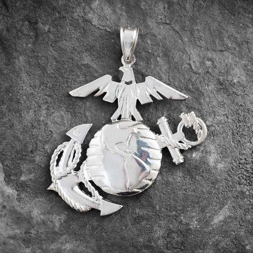2" Eagle, Globe, and Anchor Pendant - Sterling Silver - SGT GRIT