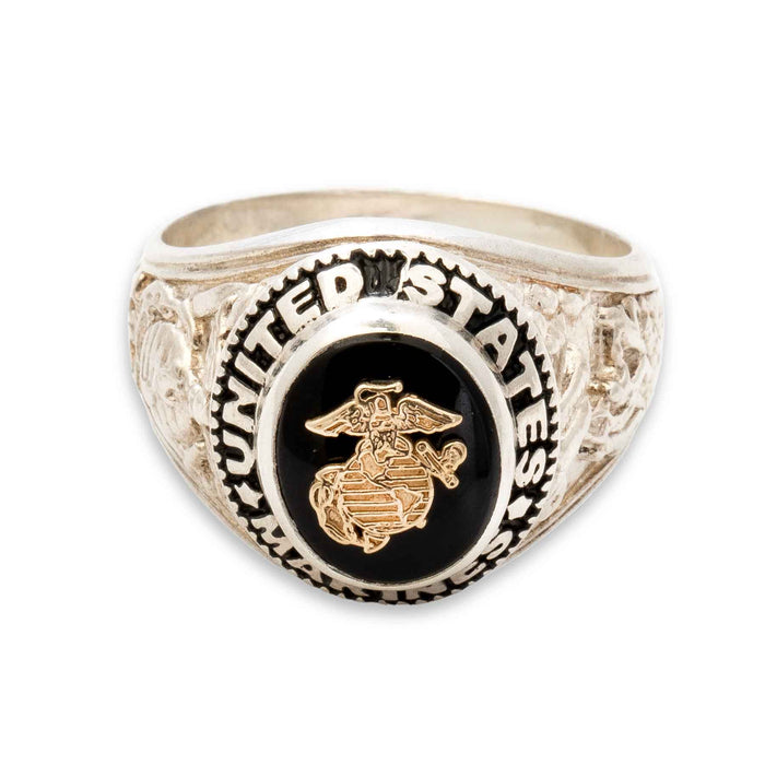 USMC Sterling Silver Ring With Eagle, Globe, and Anchor - SGT GRIT