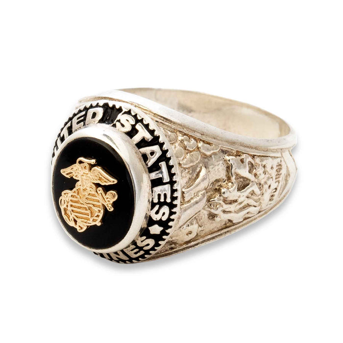 USMC Sterling Silver Ring With Eagle, Globe, and Anchor