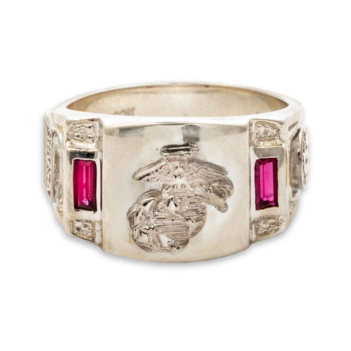 Silver Ring With EGA, Synthetic Rubies- Customizable - SGT GRIT